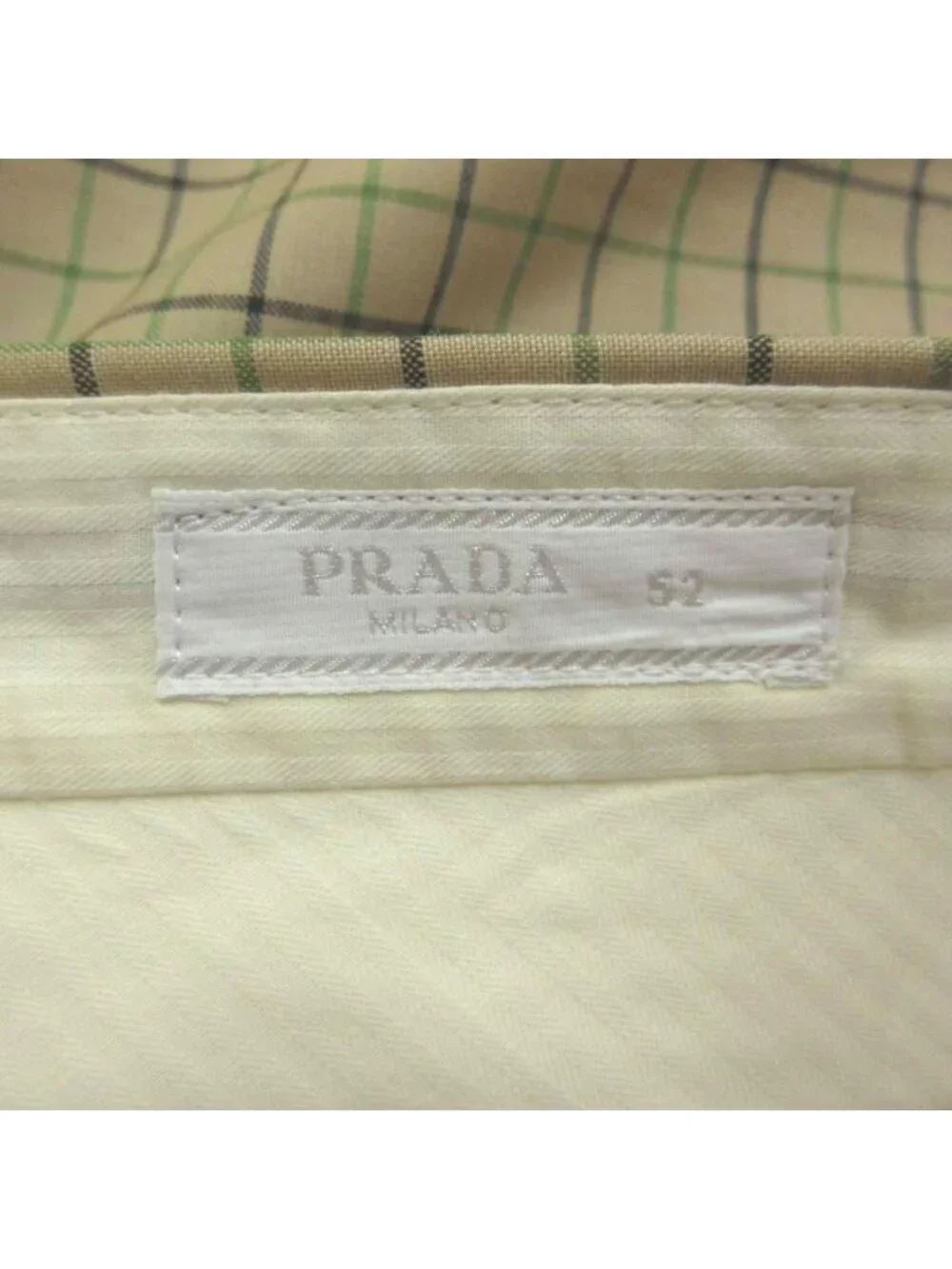 Prada Shorts Mohair Blend Beige Green Plaid Lightweight 52